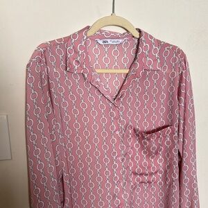 Zara Pink Chain Print Blouse